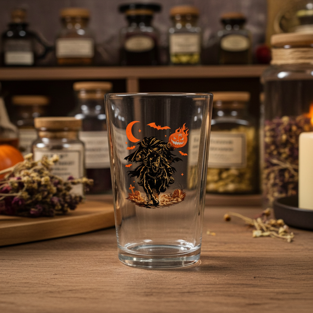 Halloween Jack-o'-Lantern Creature Pint Glass — 16oz Spooky Fall Beer Glass